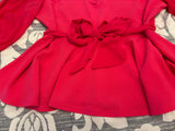 Women's Plus Size Off The Shoulder Peplum Blouse Top Half Bell Sleeve Tie Waist Ruffle Hem Babydoll Tops