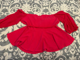 Women's Plus Size Off The Shoulder Peplum Blouse Top Half Bell Sleeve Tie Waist Ruffle Hem Babydoll Tops