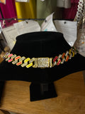 Rainbow link gem neck chain