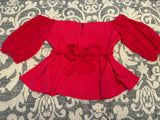 Women's Plus Size Off The Shoulder Peplum Blouse Top Half Bell Sleeve Tie Waist Ruffle Hem Babydoll Tops