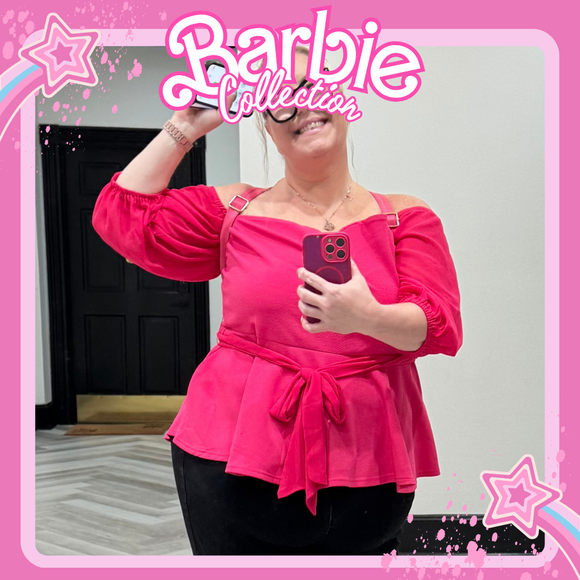 Women's Plus Size Off The Shoulder Peplum Blouse Top Half Bell Sleeve Tie Waist Ruffle Hem Babydoll Tops