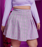 BARBIE COLLECTION: Plus High Waist Tartan Fold Pleated Skirt *NWOT