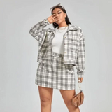 Plus Plaid Print Drop Shoulder Jacket (only) *NWOT